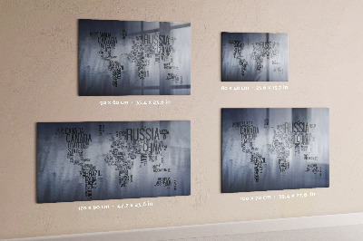Quadro magnético decorativo Mapa-múndi com legendas