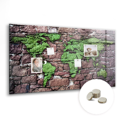 Quadro magnético decorativo Mapa-múndi de tijolos