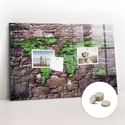 Quadro magnético decorativo Mapa-múndi de tijolos
