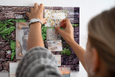 Quadro magnético decorativo Mapa-múndi de tijolos