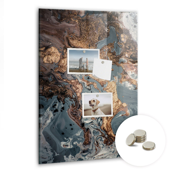 Lousa de vidro magnética Arte em mármore