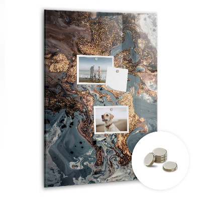 Lousa de vidro magnética Arte em mármore