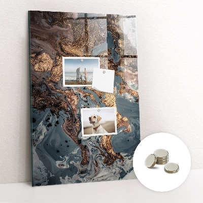 Lousa de vidro magnética Arte em mármore