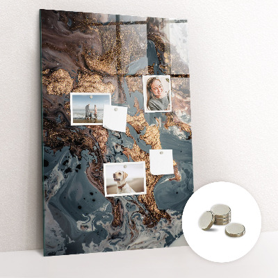 Lousa de vidro magnética Arte em mármore