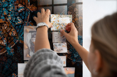 Lousa de vidro magnética Mandala decorativa