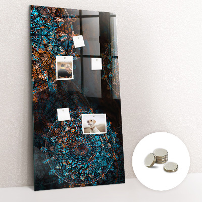 Lousa de vidro magnética Mandala decorativa