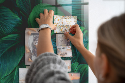 Lousa de vidro magnética Grandes folhas tropicais