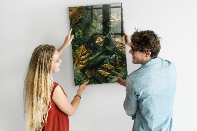 Lousa de vidro magnética Folhas tropicais
