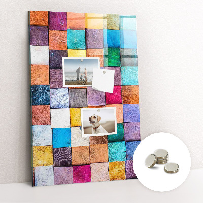 Quadro magnético Cubos de madeira coloridos