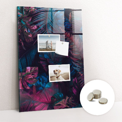 Lousa de vidro magnética Folhas tropicais