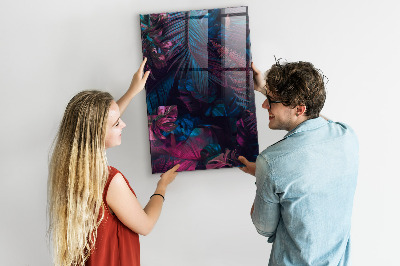 Lousa de vidro magnética Folhas tropicais