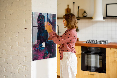 Lousa de vidro magnética Folhas tropicais