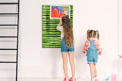 Lousa de vidro magnética Parede de bambu