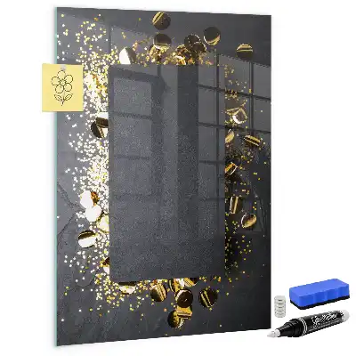 Quadro magnético com caneta na cor confeti dourado