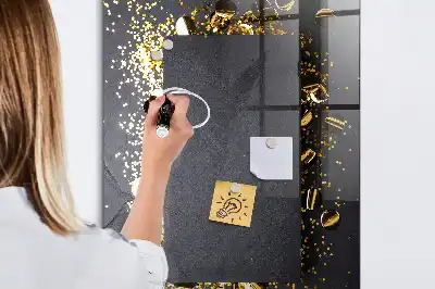 Quadro magnético com caneta na cor confeti dourado