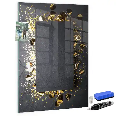 Quadro magnético com caneta na cor confeti dourado