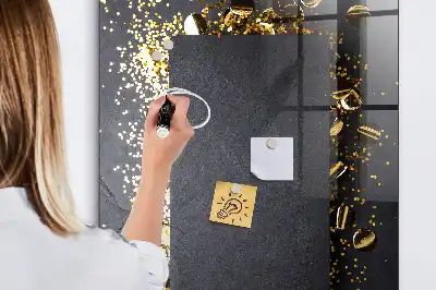 Quadro magnético com caneta na cor confeti dourado