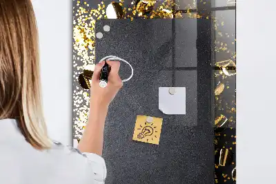 Quadro magnético com caneta na cor confeti dourado