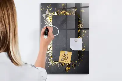 Quadro magnético com caneta na cor confeti dourado