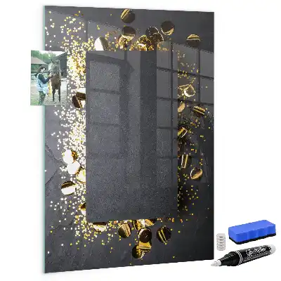 Quadro magnético com caneta na cor confeti dourado