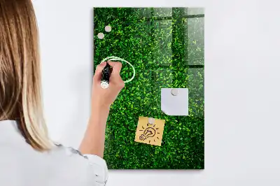 Cerca viva artificial de folhas quadro magnético com caneta