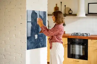Quadro magnético decorativo com estampa de mármore e caneta