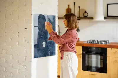 Quadro magnético decorativo com estampa de mármore e caneta
