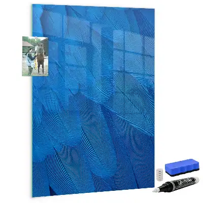 Quadro magnético para desenhar com tema de penas de pássaros