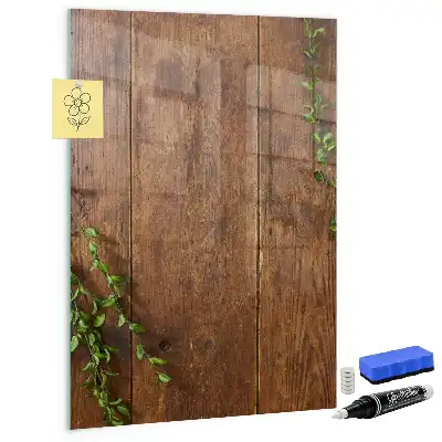 Quadro magnético com caneta em madeira rústica