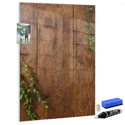 Quadro magnético com caneta em madeira rústica