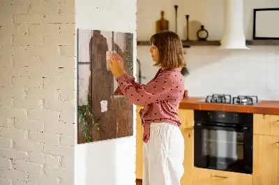 Quadro magnético com caneta em madeira rústica