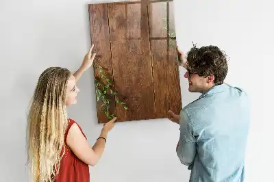 Quadro magnético com caneta em madeira rústica