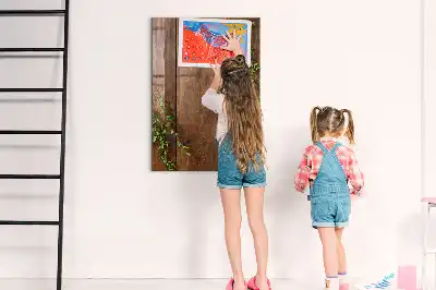 Quadro magnético com caneta em madeira rústica