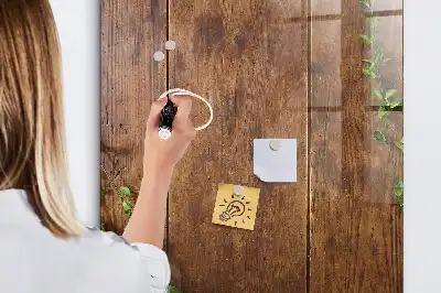 Quadro magnético com caneta em madeira rústica