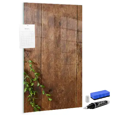 Quadro magnético com caneta em madeira rústica