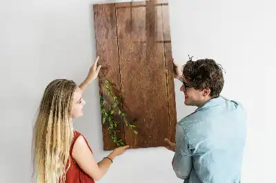 Quadro magnético com caneta em madeira rústica