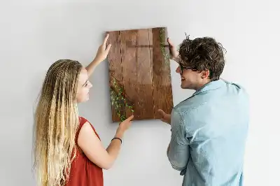 Quadro magnético com caneta em madeira rústica