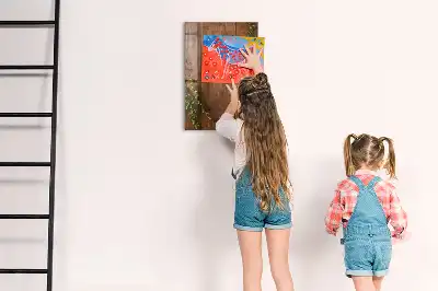 Quadro magnético com caneta em madeira rústica