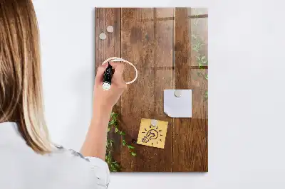 Quadro magnético com caneta em madeira rústica