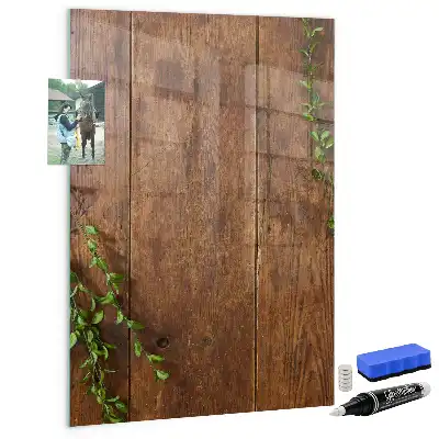 Quadro magnético com caneta em madeira rústica