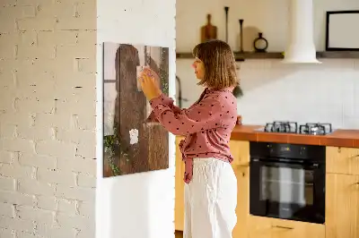 Quadro magnético com caneta em madeira rústica
