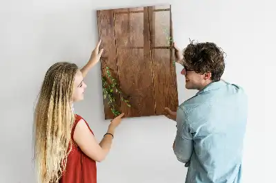 Quadro magnético com caneta em madeira rústica