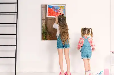 Quadro magnético com caneta em madeira rústica