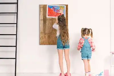 Quadro magnético com caneta em madeira com tons quentes