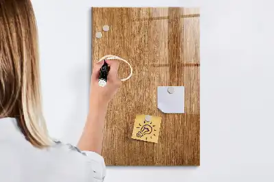 Quadro magnético com caneta em madeira com tons quentes