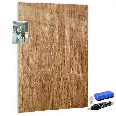 Quadro magnético com caneta em madeira com tons quentes