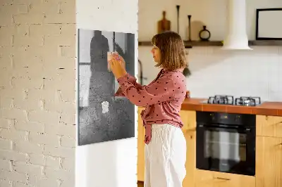 Quadro magnético com caneta acabamento em metal riscado