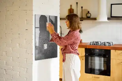 Quadro magnético com caneta acabamento em metal riscado