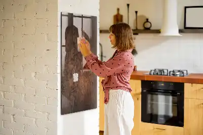 Quadro magnético para desenhar em madeira escura