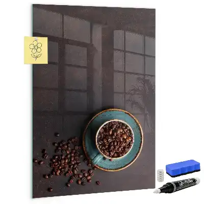 Quadro magnético com caneta e estampa de grãos de café